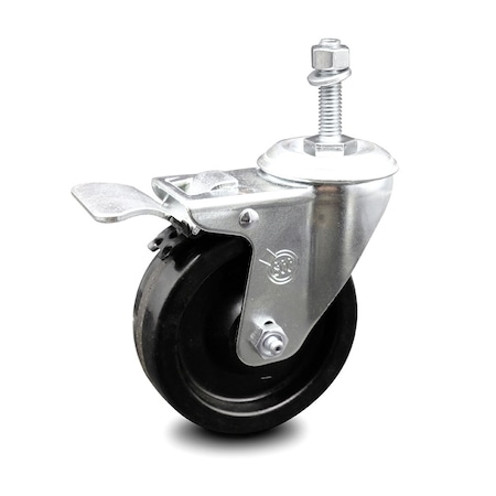 Service Caster 4 Inch Phenolic Swivel 10mm Threaded Stem Caster with Total Lock Brake SCC SCC-TSTTL20S414-PHS-M1015